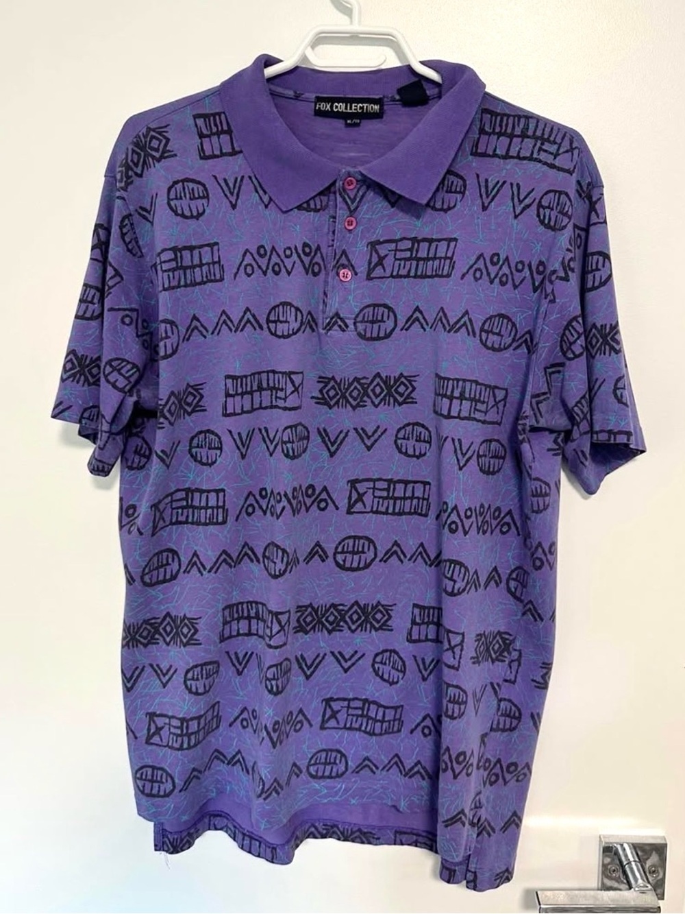 Vintage 90s Fox Collection Geometric Polo Shirt